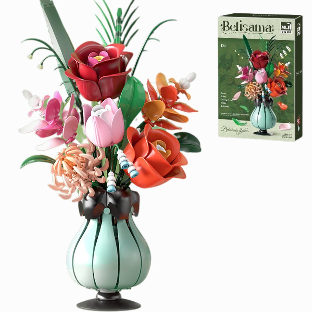 Bukiet kwiatów Belisama w wazonie 566el.- Kwiaty Klocki plastikowe konstrukcyjne MJI 13069 MOC