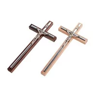Ikony i obrazy sakralne - Krzyż drewniany ze srebrną listwą 24 cm - miniaturka - grafika 1