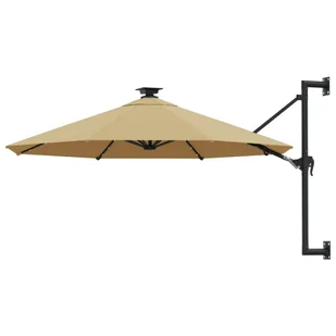 vidaXL Parasol ścienny z LED, na metalowym słupku, 300 cm, kolor taupe 312525 - Parasole ogrodowe - miniaturka - grafika 11