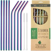 Słomki do napojów - Słomki metalowe, tęczowe, 8 sztuk - miniaturka - grafika 1