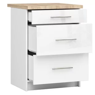 Szafka OLIWIA S60 3SZ + BLAT BIAŁA / BIAŁY POŁYSK - Meble kuchenne - miniaturka - grafika 2