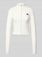Swetry damskie - Kardigan o kroju slim fit z zamkiem błyskawicznym - miniaturka - grafika 1