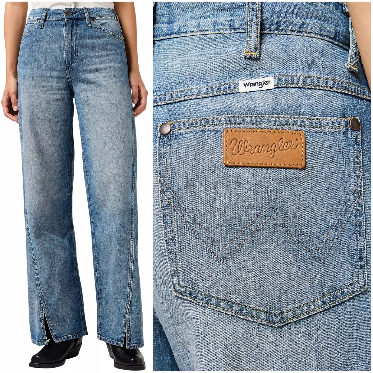 Wrangler Spat Loose luźne szerokie damskie spodnie jeansowe palazzo W25 L32
