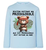 Koszulki dla dziewczynek - niebieska KOSZULKA DLA CHŁOPCZYKA Z DŁUGIM RĘKAWKIEM - JESTEM GOTOWY NA PRZEDSZKOLE - miniaturka - grafika 1