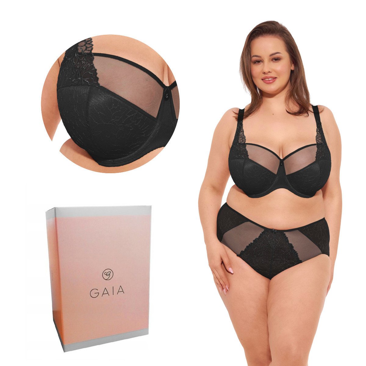 Biustonosz GAIA Semi-Soft Maja MAXI 1300 p����usztywniany czarny 80K