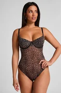Biustonosze - Hunkemöller Body Tara Leopard Czarny - miniaturka - grafika 1