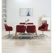 Krzesła - vidaXL Obrotowe krzesła do jadalni, 6 szt., czerwone wino, tkanina - miniaturka - grafika 1