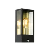 Lampy pozostałe - QAZQA Kinkiet zewnętrzny czarny ze złotem i czujnikiem ruchu - Rotterdam - miniaturka - grafika 1