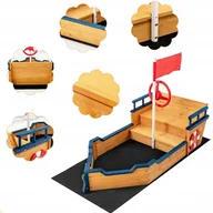 Place zabaw - Piaskownica Drewniana Statek Piracki Z Ławką 156 X 78 X 101Cm Bez Dna - miniaturka - grafika 1