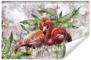Fototapeta Ścienna, MURALO, Flamingi Beton Liście 300cm X 210cm - Fototapety - miniaturka - grafika 1