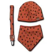 Śliniaki i fartuszki - Hi Little One - czapeczka, bandanka i zawieszka do smoczka z organicznej bawełny GOTS Leopard Rust - miniaturka - grafika 1