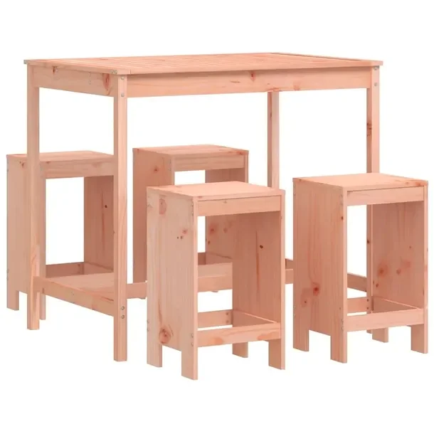 Zestaw Mebli Barowych z Litego Drewna Daglezjowego, Stół 121x82.5x110 cm,