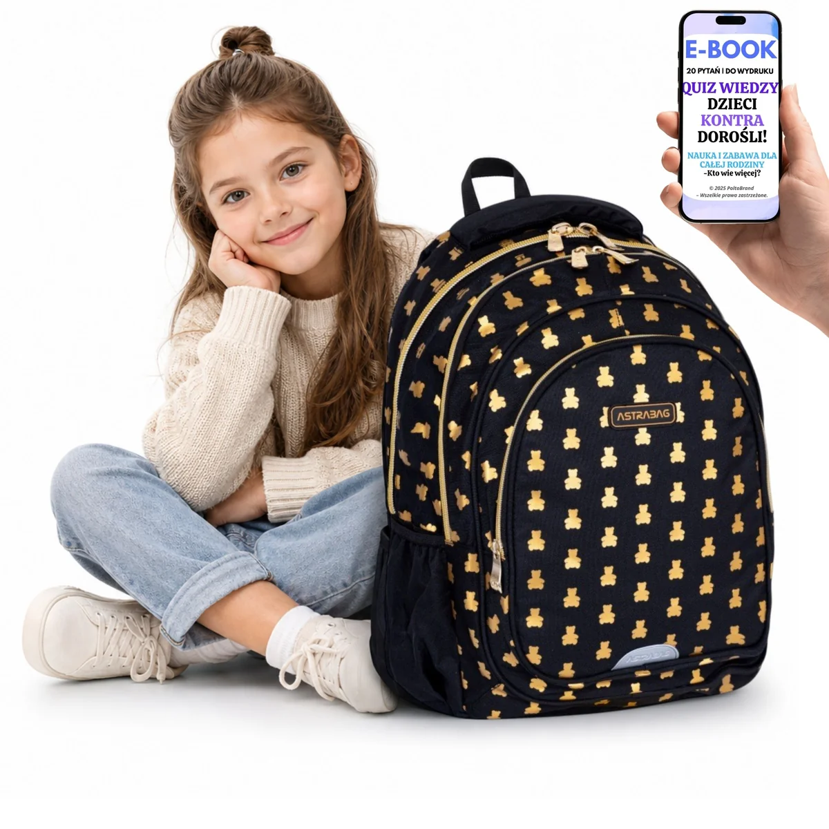 Plecak Szkolny dla Dziewczynki GOLDEN TEDDY A4 3 Komory Laptop + E-BOOK-2