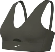 Biustonosze - Nike Damski biustonosz sportowy W Nk Df Indy Plunge Cutout Bra, Kahki, DV9837-325, XL - miniaturka - grafika 1