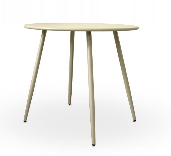 Kontrasto Stół ogrodowy DOMO fi80 72 cm kremowy metalowy okrągły na taras balkon KONT_5907368794266