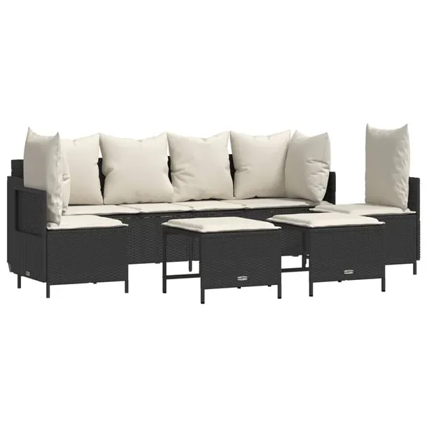 Zestaw wypoczynkowy rattan PE 4-osobowy czarny 204x55x69,5cm