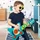 Battat BT2679Z Gitara dziecięca E, instrument z piosenkami, gitara akustyczna i gitara elektryczna – zabawka dla dzieci od 2 lat, niebieska