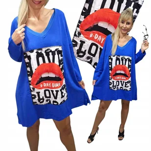 SUKIENKA DRESOWA dłuższa tunika bluzka BAWEŁNA kobieca usta 54 56 7XL 8XL - Bluzki damskie - miniaturka - grafika 1