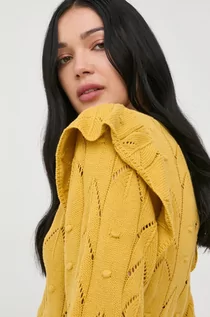 Swetry damskie - Morgan sweter bawełniany damski kolor żółty lekki - grafika 1