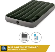 Prześcieradła - Dmuchane łóżko Intex - 1 osoba - 99 x 191 x 25 cm - Zielony - Z wbudowaną pompką nożną + prześcieradło czarne + zestaw naprawczy - miniaturka - grafika 1