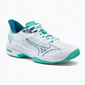 Buty sportowe damskie - Buty do tenisa damskie Mizuno Wave Exceed Tour 5 CC white/turquoise/moroccan blue - miniaturka - grafika 1