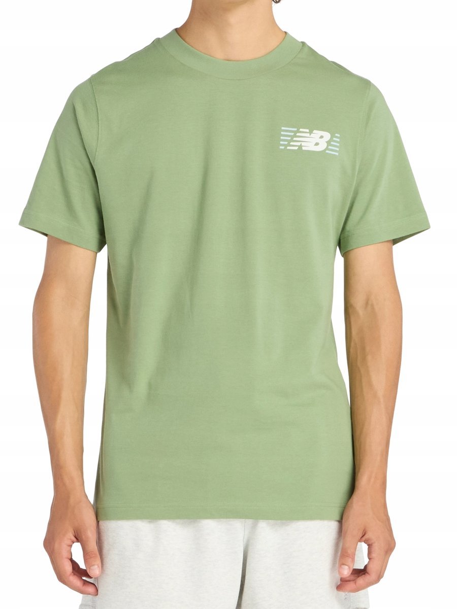 KOSZULKA męska T-SHIRT NEW BALANCE MT6179UMAAR zielona sportowa bawełna L L