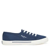 Trampki damskie - Tenisówki Pepe Jeans Brady Basic W PLS31287 Niebieski - miniaturka - grafika 1