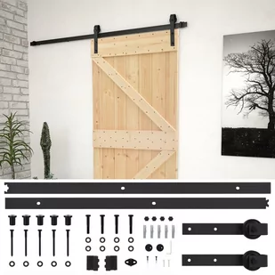 Drzwi przesuwne z osprzętem, 90x210 cm, lite drewno sosnowe | 3057499 VIDAXL - Drzwi wewnętrzne - miniaturka - grafika 3