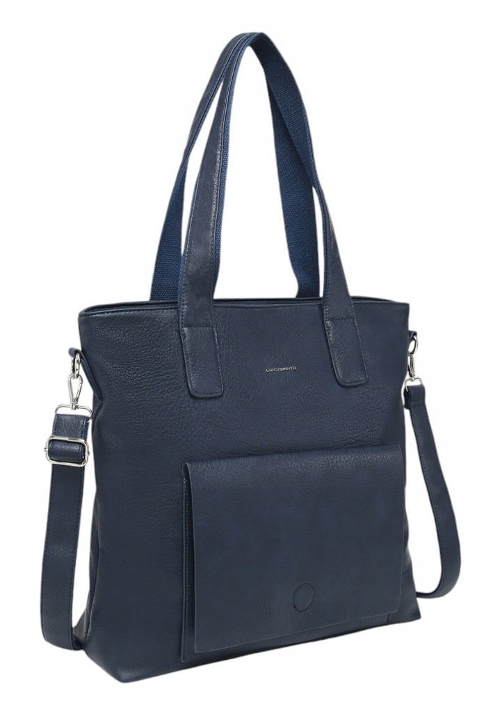 Pojemna Torebka Damska Granatowa Shopper Format A4 LUIGISANTO V6818 Blue