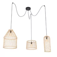 Lampy sufitowe - QAZQA Inteligentna zewnętrzna lampa wisząca rattanowa 3-punktowa z diodami LED - Calamus - miniaturka - grafika 1