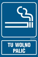 Systemy ekspozycyjne i znaki informacyjne - RB025 TU WOLNO PALIĆ, FN - FOLIA SAMOPRZYLEPNA; (350X525MM) - miniaturka - grafika 1