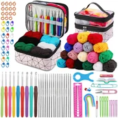 Pasmanteria - Zestaw do szydełkowania szydełka włóczka znaczniki akcesoria 105 el. w etui - miniaturka - grafika 1