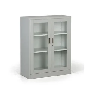 B2B Partner Metalowa szafa ze szklanymi drzwiami, demontowana, 900 x 1150 x 400 mm 908027 - Szafy biurowe - miniaturka - grafika 1