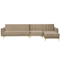 Sofy i kanapy - Beliani Sofa modułowa rozkładana welurowa lewostronna piaskowa ABERDEEN - miniaturka - grafika 1
