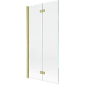 Parawany nawannowe - Mexen Mist parawan nawannowy 2-skrzydłowy lewy 90 x 150 cm, transparent, złoty szczotkowany - 8A9-090-002-55-00-L - miniaturka - grafika 1