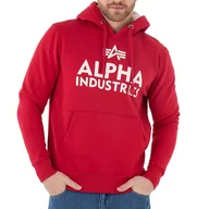 Bluzy sportowe męskie - Bluza Alpha Industries Foam Print Hoodie 143302328 - czerwona - miniaturka - grafika 1