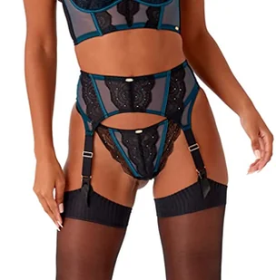Gossard Damska koszulka VIP Confession, Czarny/turkusowy, L - Koszulki i topy damskie - miniaturka - grafika 1