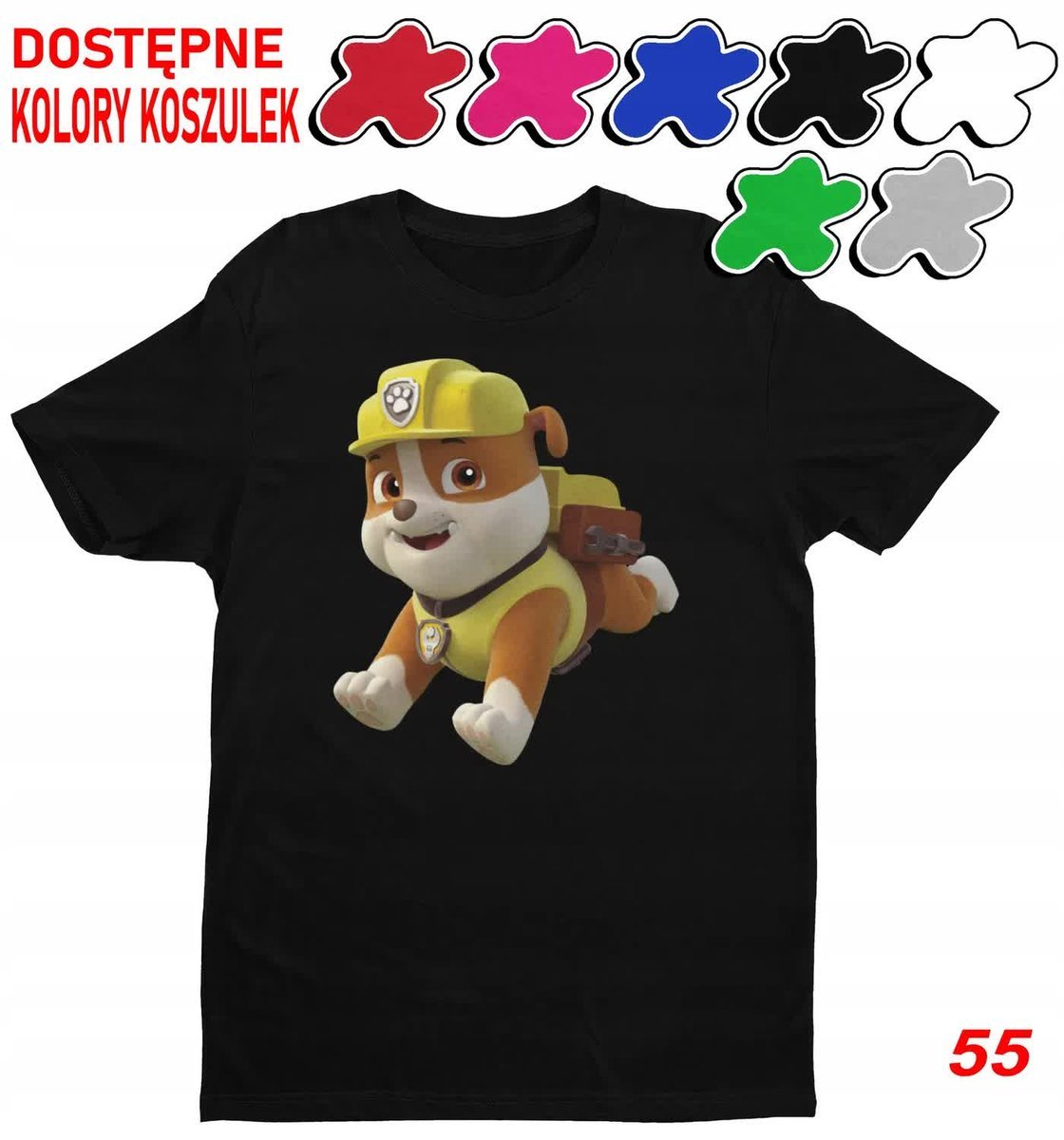 Dziecięca Koszulka Z Nadrukiem Duży Wybór Psi Patrol Zuma Rubble -M 134-140