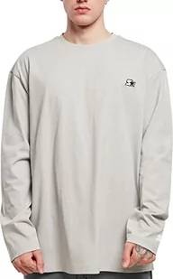 STARTER BLACK LABEL Męski T-shirt z długim rękawem, wyszywane logo na klatce piersiowej i nadrukiem rękawów, naszywka z logo na obszyciu, Essential Longsleeve Tee, rozmiar S do XXL, Lightassphalt, L - Koszulki męskie - miniaturka - grafika 1