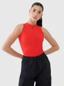 Koszulki i topy damskie - 4F Crop-top slim damski - czerwony XS - miniaturka - grafika 1