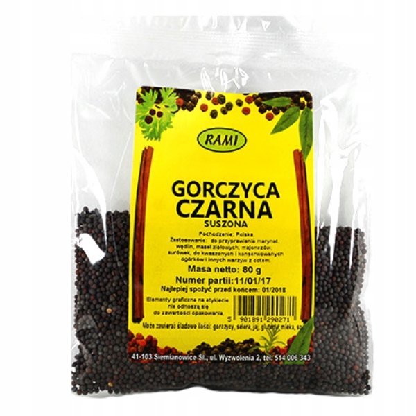 Gorczyca czarna ziarno 80g Rami