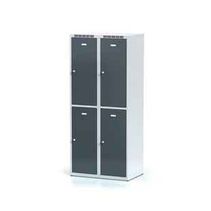 Alfa 3 Metalowa szafka ubraniowa 4-drzwiowa, drzwi szare, zamek obrotowy 1261746 - Szafki BHP - miniaturka - grafika 1