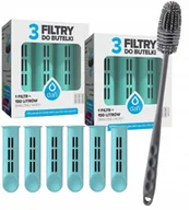 Wkłady filtrujące - Zestaw 6x wkładów filtrujących do butelki Dafi turkusowy + szczoteczka - miniaturka - grafika 1