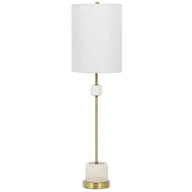 Lampy stojące - Bari lampa stołowa 1xE27 biała/mosiądz T01040BR-WH - miniaturka - grafika 1