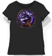 Koszulki i topy damskie - Koszulka damska czarna z motywem wilków w fioletowych rurach XXL - miniaturka - grafika 1