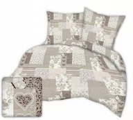 Pościel - Pościel z kory 180x200 beżowa patchwork serca motyle kwiaty - miniaturka - grafika 1