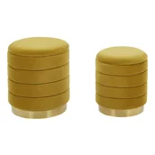 Taborety i hokery - Beliani Zestaw 2 pufów z pojemnikiem musztardowy GARLAND - miniaturka - grafika 1