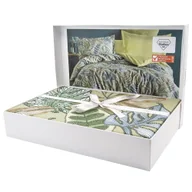 Pościel - Komplet pościel 220x200 bawełniana gruba satyna w pudełku Greta zielony - miniaturka - grafika 1