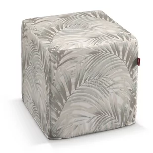 Dekoria Dekoria Pufa kostka beżowo kremowe liście palmy na białym tle w 40 × 40 × 40 cm Gardenia 545-142-14 - Pufy i podnóżki - miniaturka - grafika 1