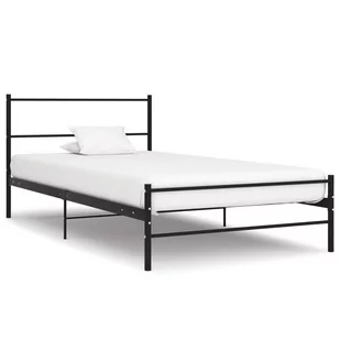 vidaXL Rama łóżka, czarna, metalowa, 90 x 200 cm - Łóżka - miniaturka - grafika 1